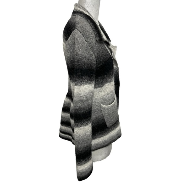 My Tribe Black & Gray Striped Long Sleeve Wool Blend Cardigan Size M - Picture 4 of 8